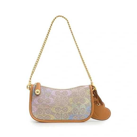 COACH Women's Crystal Jacquard Swinger Shoulder Bag 20 with Chain - Picture 1 of 4
